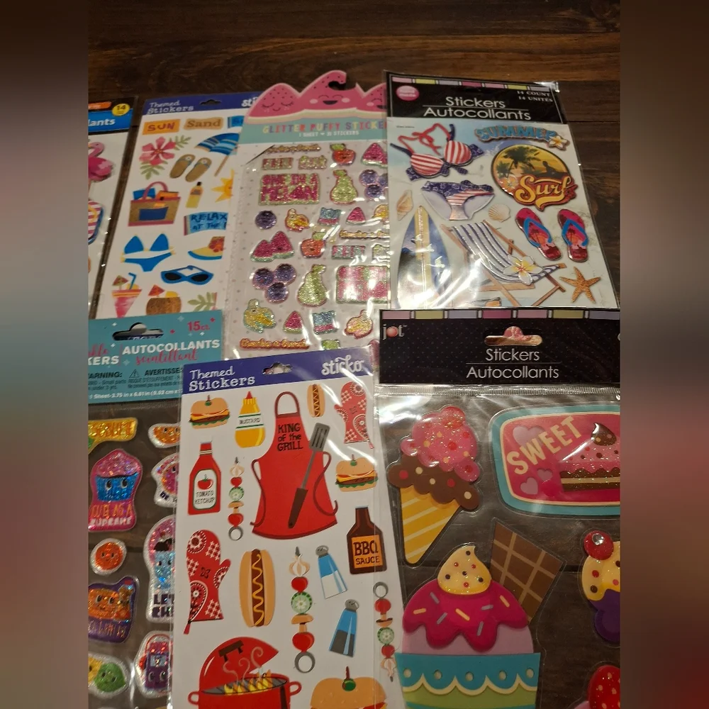 Sticker Lot Pack Scrapbook Embellishments Planner Puffy 3D Shaker Summer Beach p